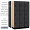 Salsbury Industries Wardrobe Locker, 45" W, 18" D, 76" H, (3) Wide, (9) Openings, Black 23368BLK - alternate 8